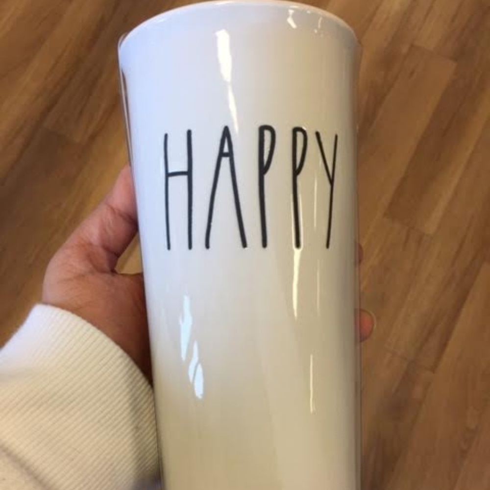 Rae Dunn HAPPY Travel Coffee Tea Mug